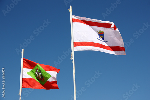 Photo: Santa Catarian and Florianopolis flags Santa Catarian and Florianopolis flags