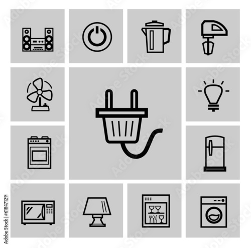 Vector: vector black home appliances icon set vector black home appliances icon set