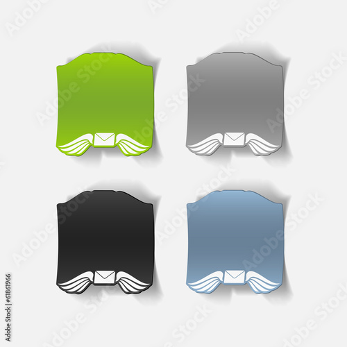 Vector: realistic design element: wing, envelope realistic design element: wing, envelope