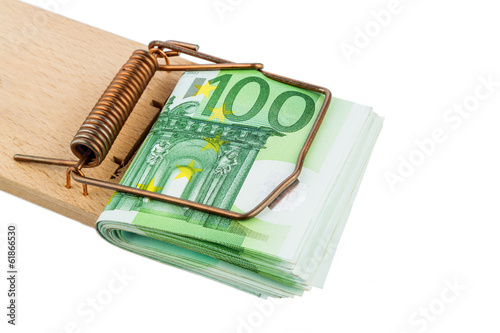 Photo: Euro-Geldscheine in Mausefalle Euro-Geldscheine in Mausefalle