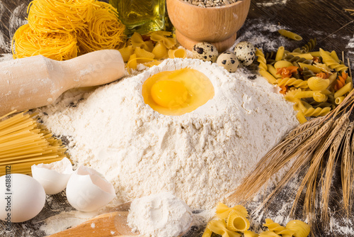 Photo: flour, eggs, wheat still-life flour, eggs, wheat still-life