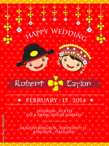 Vector: chinese wedding invitation card template, cartoon wedding Vector: chinese wedding invitation card template, cartoon wedding