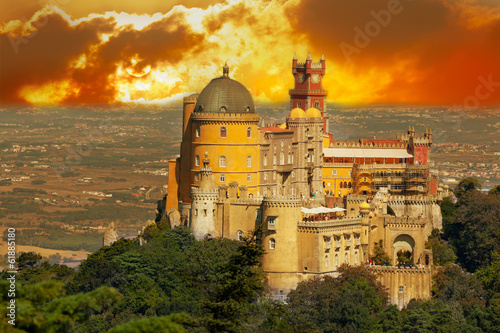 Photo: Aerial view of Palace da Pena. Sintra, Lisbon. Portugal. Aerial view of Palace da Pena. Sintra, Lisbon. Portugal.