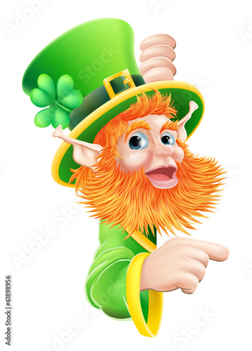 Vector: Leprechaun pointing to sign Leprechaun pointing to sign