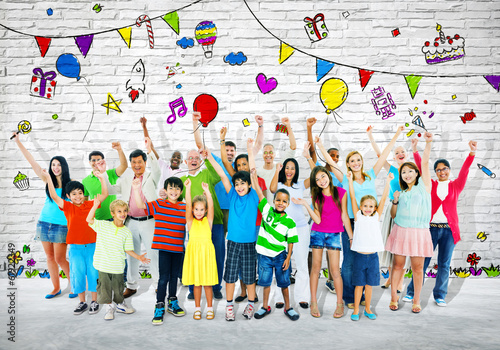 Photo: Group of Multi-Ethnic People Celebrating on Birthday Party Group of Multi-Ethnic People Celebrating on Birthday Party