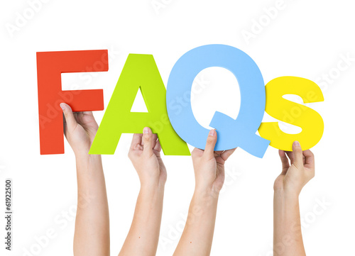Photo: Human Hands Holding "FAQs" Human Hands Holding "FAQs"