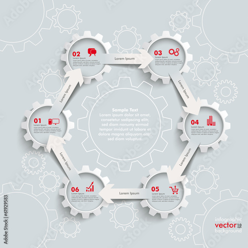 Vector: 6 White Gears 6 Arrows Cycle 6 White Gears 6 Arrows Cycle