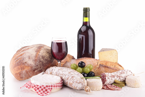 Photo: cheese, bread and wine cheese, bread and wine
