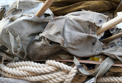 Photo: backpack of a soldier of the first world war with the sturdy rop backpack of a soldier of the first world war with the sturdy rop