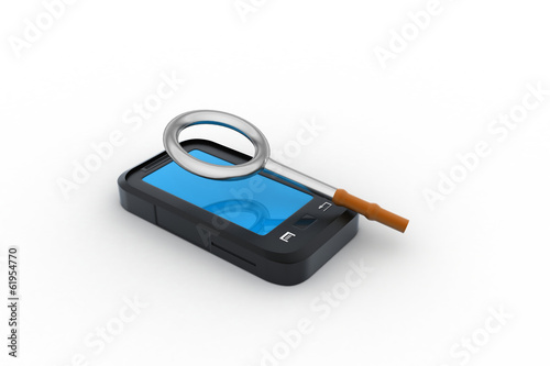 Illustration: smart phone with magnifying glass smart phone with magnifying glass