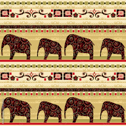  African seamless pattern with elephant