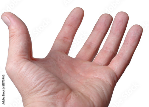 Photo: Empty male hand, palm upwards Empty male hand, palm upwards