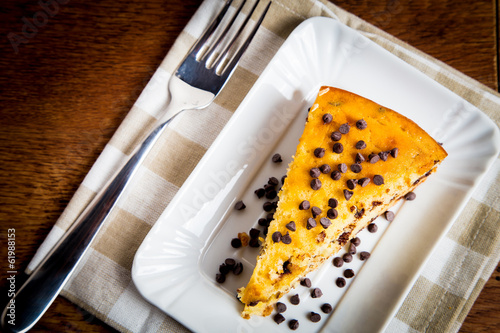 Photo: Slice of pear cake with chocolate chips Slice of pear cake with chocolate chips