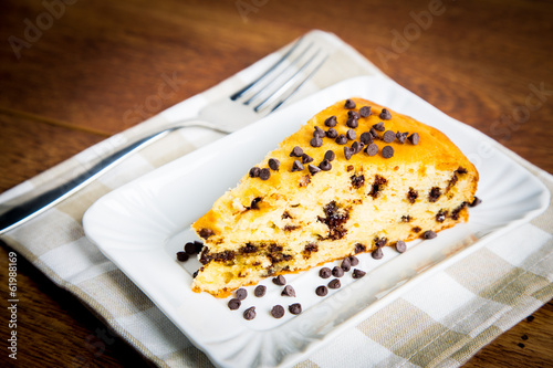 Photo: Slice of pear cake with chocolate chips Slice of pear cake with chocolate chips