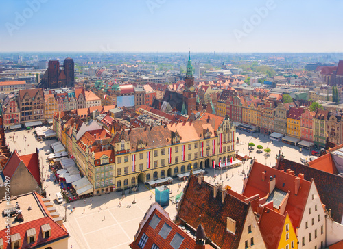 Fototapeta old town square with city hall, Wroclaw