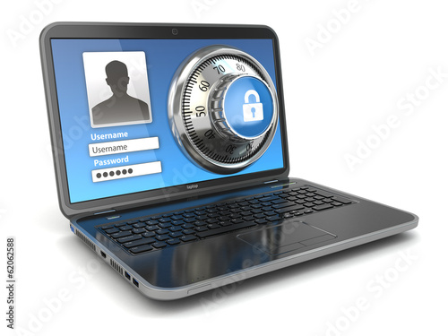 Illustration: Internet Security. Laptop and safe lock. Internet Security. Laptop and safe lock.