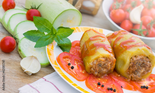 Photo: Stuffed zucchini with minced meat and vegetable Stuffed zucchini with minced meat and vegetable