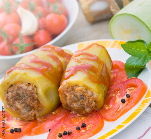 Photo: Stuffed zucchini with minced meat and vegetable Stuffed zucchini with minced meat and vegetable