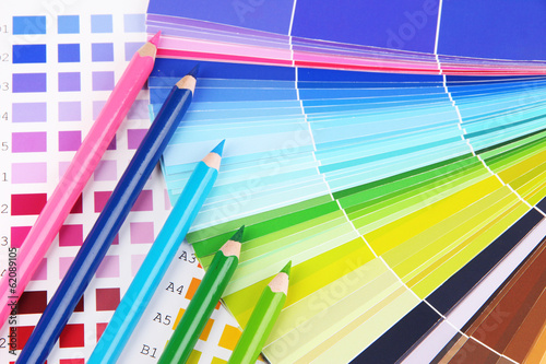 Photo: Color samples with pencils close up Color samples with pencils close up