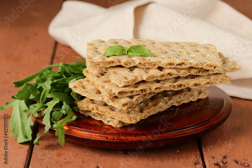 Photo: stack of dietary whole wheat crisp bread - healthy eating stack of dietary whole wheat crisp bread - healthy eating