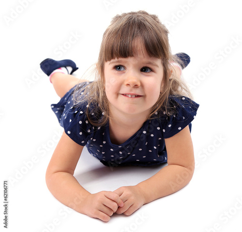 Photo: Pretty little girl isolated on white Pretty little girl isolated on white