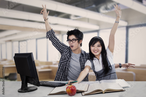 Photo: Excited high school students at class Excited high school students at class