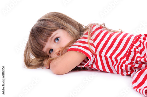 Photo: Pretty little girl isolated on white Pretty little girl isolated on white