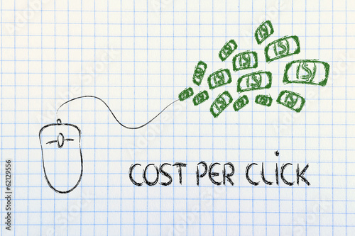 Illustration: computer mouse: concept of pay per click and click-through rate computer mouse: concept of pay per click and click-through rate