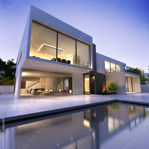 Photo: Modern house with pool Modern house with pool