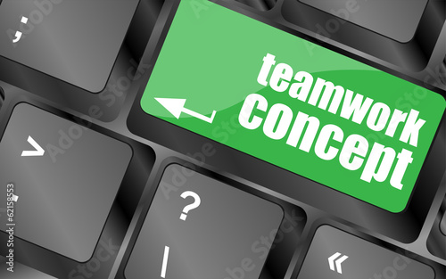 Illustration: cloud icon with teamwork concept word on computer keyboard key cloud icon with teamwork concept word on computer keyboard key