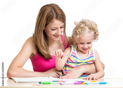 Photo: Mother and child painting together Mother and child painting together
