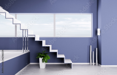 Illustration: Interior of a room with staircase Interior of a room with staircase