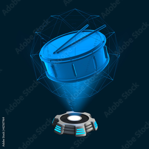 Illustration: Hologramm Icon Snaredrum Hologramm Icon Snaredrum