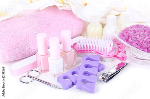 Photo: Pedicure set isolated on white Pedicure set isolated on white