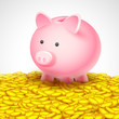 Piggy Bank on heap of gold coin Piggy Bank on heap of gold coin