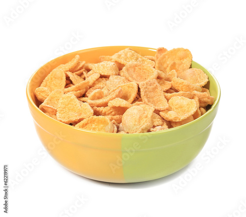 Photo: Bowl of corn cereal. Bowl of corn cereal.