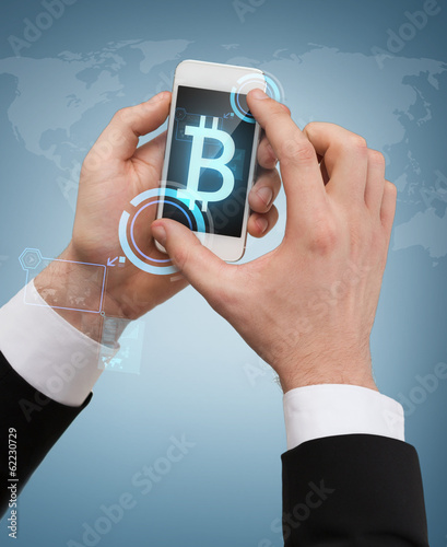 Photo: businessman touching screen of smartphone businessman touching screen of smartphone