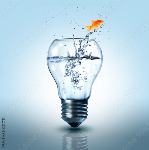 Photo: goldfish jumping out electric bulb goldfish jumping out electric bulb