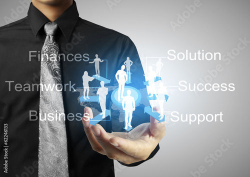 Photo: financial symbols coming from hand financial symbols coming from hand