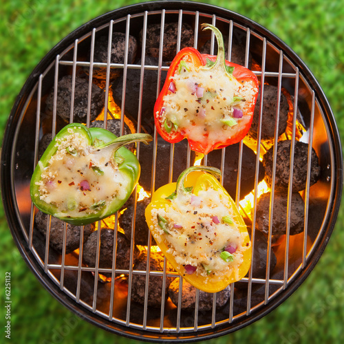Photo: Grilling stuffed savory bell peppers on the BBQ Grilling stuffed savory bell peppers on the BBQ
