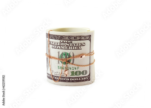 Photo: money of roll entwisted by gold money of roll entwisted by gold
