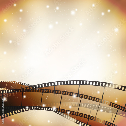 Vector: cinema background with retro filmstrip and stars cinema background with retro filmstrip and stars