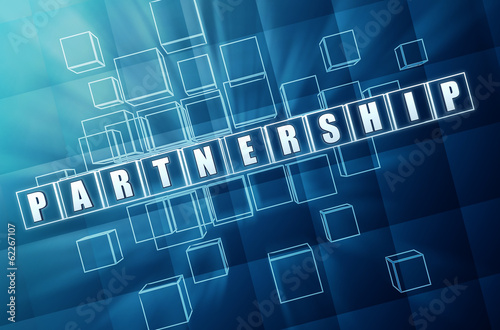 Photo: partnership in blue glass cubes partnership in blue glass cubes
