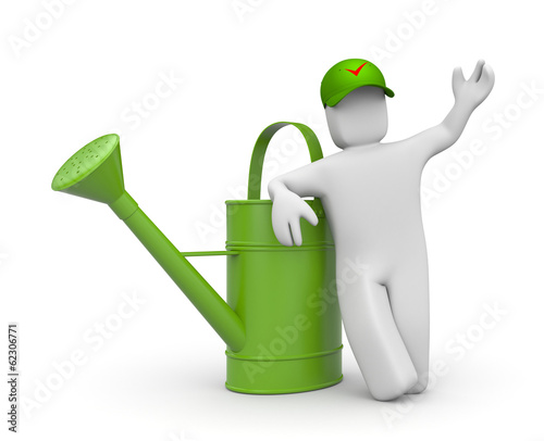 Illustration: Worker with watering can Worker with watering can