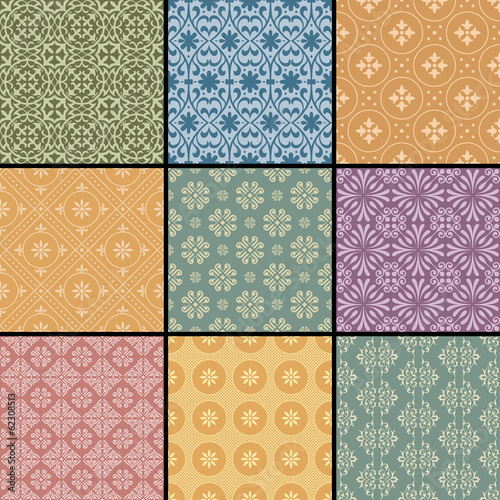 Vector: Vector set of retro seamless patterns in color Vector set of retro seamless patterns in color