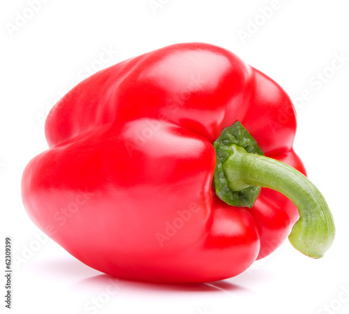 Photo: Red sweet bell pepper isolated on white background cutout Red sweet bell pepper isolated on white background cutout