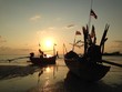 Beach sunset with fishing boat Beach sunset with fishing boat