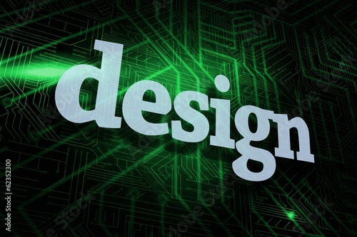 Illustration: Design against green and black circuit board Design against green and black circuit board