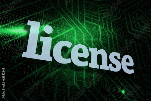 Illustration: License against green and black circuit board License against green and black circuit board