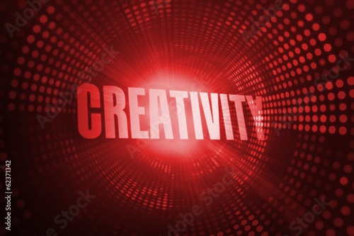 Illustration: Creativity against red pixel spiral Creativity against red pixel spiral